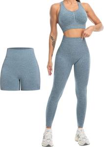 Ensembles de yoga sur mesure de haute qualité pour femme, ensemble de yoga sans couture 3 pièces, ensemble de yoga personnalisé, leggings - Product Image 3
