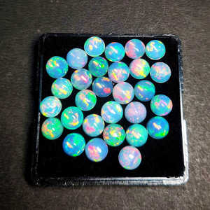 Opale éthiopienne de feu Welo de qualité incroyable taille 3mm forme ronde opale de feu pierres précieuses en vrac perles d'opales à dos plat - Product Image 5