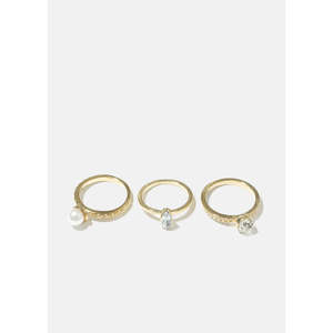 Anello Statement Placcato Oro Rosa e 18K, Gioiello alla Moda con Incastonatura Ovale e Perla, Anello a Forma di Numero in Oro e Rodio - Product Image 3