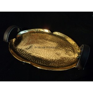 Tazón de decoración y servicio pulido brillante plateado y plateado de alto grado fundido de aluminio de diseño de hojas de lujo únicas de aspecto magnífico - Product Image 5