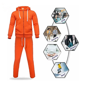 Conjunto de chándal de invierno de 2 piezas de talla grande para hombre, sudadera atlética ecológica de algodón 100% con capucha y cremallera completa - Product Image 4