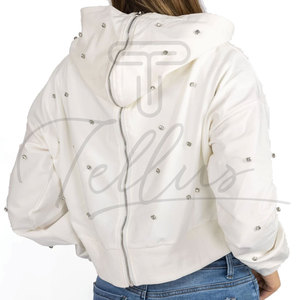 Sweat à capuche pour femme de haute qualité, nouveau style, avec strass, respirant, logo frontal, pour l'automne et l'entraînement - Product Image 4