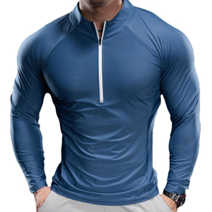 Camiseta Deportiva de Manga Larga con Cierre de 1/4 para Hombre, Protección Solar UPF50+, Secado Rápido, Transpirable, Cuello Alto, Poliéster/Nailon, para Fitness, Deporte, Aire Libre, MMA - Product Image 3