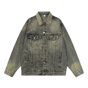 Veste en jean délavée anti-rides pour hommes en gros, logo personnalisé, vêtements d'extérieur tendance pour l'automne, veste pour hommes - Product Image 1
