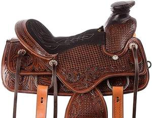 Selle de cheval de Type anglais de haute qualité en cuir véritable Western Barrel Trail avec accessoires portables personnalisables - Product Image 6