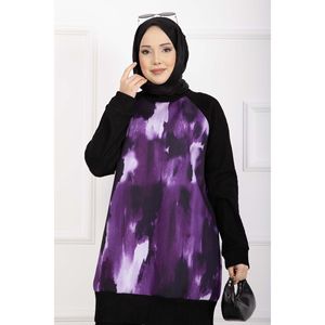Ensemble hijab deux pièces décontracté en mousseline de soie côtelée à imprimé batik, chic pour la saison printanière - Product Image 2