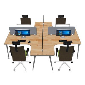 Contemporary Cross-<b>shaped</b> 4-seater Steel Legged Cluster <b>Table</b> 280x240cm HBCO054 - Product Image 4