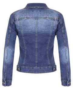 Veste en jean tendance pour femme, style 2024, personnalisée, déchirée, effet délavé, streetwear, veste en jean élégante pour femme - Product Image 3