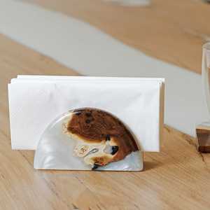 Modern Blue Epoxy Wood Napkin <b>Rings</b> Elegant <b>Resin</b> Tissue Box Dispenser for Home Dining Room Kitchen - Product Image 1