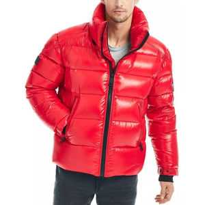 Chaqueta acolchada con capucha de diseño personalizado de invierno para hombre con tela de lona con logotipo frontal de cuello levantado - Product Image 5