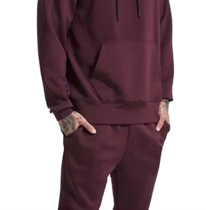 Haut d'hiver Warm Basic Hoodies Solid Contrasting Colors Hoodie for Men in the Burgundy Colors - Product Image 5
