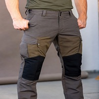 Pantalon Cargo Homme Coupe Droite Taille Moyenne Style Urbain Toile Respirante 100% Coton Multi-Poches Décoration Vintage Vêtement de Travail OEM