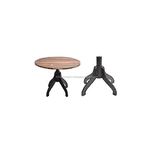 ボーダーデスクトップエルムダイニングテーブル-長方形のレストランテーブル工業用家具Jodhpur India Antique Metalの木材と鉄
