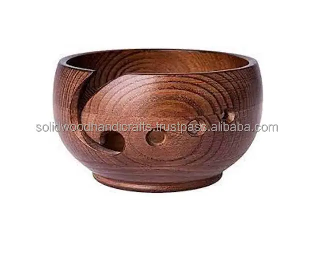 Multi Purpose Custom personalized Wooden Yarn Bowl Yarn Holder Rosewood Knitting Bowl