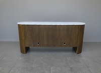 Meuble buffet moderne 4 portes avec table basse pour salon et chambre, en bois d'hévéa écologique, MDF et placage de chêne, 2 tiroirs, 2 compartiments