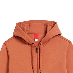 Sudadera con capucha personalizada para hombre, 100% algodón, gruesa, de corte holgado, estilo urbano, con cremallera, color naranja. - Product Image 4