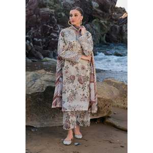 BAROUQE-3PC Chemise en crêpe imprimée KARANDI avec DUPATTA et PANTALON-BIC-2571 - Product Image 1