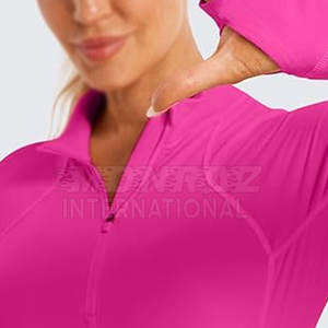 Alta calidad precio barato mujeres media cremallera camisa camuflaje peso ligero mujeres camisas de compresión - Product Image 2