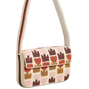 Best Quality beaded shoulder bag with seed bead embroidery beaded embroidery <b>handbag</b> with <b>Unique</b> Pure Handmade Design - Product Image 1