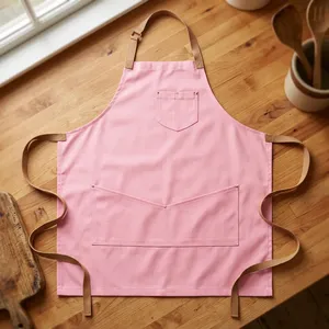 Delantal de Lona Rosa con Cintura Ajustable y Bolsillos, Resistente al Agua, Moderno, para Artículos de Limpieza - Product Image 6