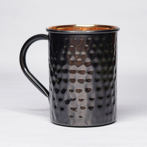 Black Finished Copper <b>Drinking</b> Glass With Handle Hammered Design Custom Size For Beer Whiskey Juice Wine Restaurants Home Tables - Product Image 2