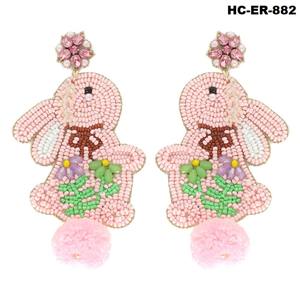 Colorful Bunny Rabbit Seed Beaded Earrings For <b>Girls</b> And Women Ideal For Celebrations And Fun Outings With Stylish Detailing - Product Image 3