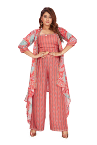 Ensemble Kurta imprimé pour femmes à la mode avec des motifs vibrants et un attrait traditionnel pour les options de fête et de tenue décontractée - Product Image 3