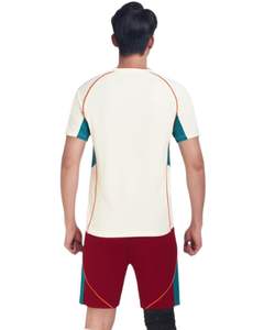 ชุดเสื้อฟุตบอลและกางเกงขาสั้นสีน้ำตาลแดงแบบสั่งทำพิเศษจากผู้ผลิต ผลิตจากโพลีเอสเตอร์ระบายอากาศได้ดี เหมาะสำหรับการฝึกซ้อมและการแข่งขัน ชุดทีม - Product Image 2