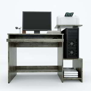 Rubber Wood <b>PC</b> Desk with Integrated Printer <b>Stand</b> & Bookshelf Drawer for Bedroom & Workshop - Product Image 3