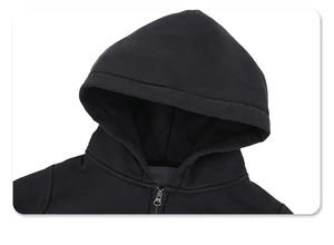 เสื้อฮู้ดซิปผู้ชายแบบสั่งทำพิเศษ ทรงโอเวอร์ไซส์ ไหล่ตก สไตล์ลำลอง สำหรับฤดูหนาว มีกระเป๋าคู่ ผ้าหนา 100% ผ้าฝ้าย ดีไซน์เรียบง่าย - Product Image 4