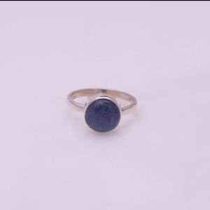 Women's Handmade 925 Sterling <b>Silver</b> Wedding Jewelry 18K Gold Diamond & Sodalite Cabochon <b>Statement</b> <b>Ring</b> for Party Girls - Product Image 5