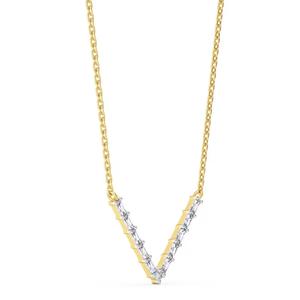 Collier en grappe de diamants de laboratoire coupe baguette et ronde Collier de mariage en diamant baguette style V Collier pour femme coupe ronde Eco - Product Image 4