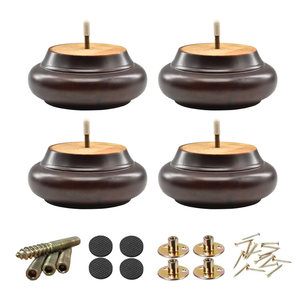 Classic Turned Wooden Furniture Leg Walnut Finish Solid Wood Sofa <b>Table</b> Bed Leg OEM Custom Manufacturer Factory - Product Image 1