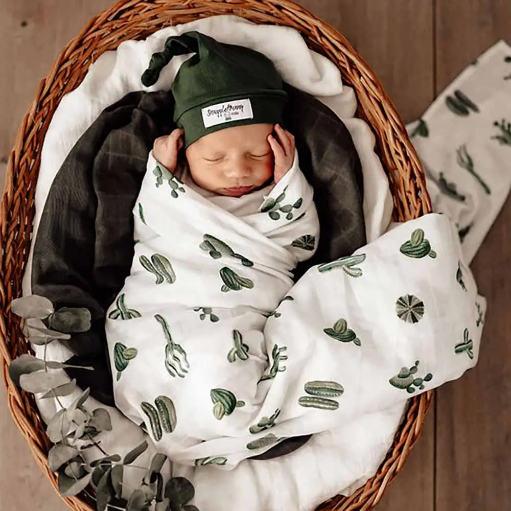 Couverture d'emmaillotage en mousseline de coton pour bébé nouveau-né couverture d'emmaillotage en mousseline de bambou certifiée gots enveloppe d'emmaillotage personnalisée pour bébé unisexe