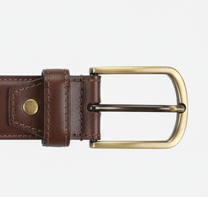 Cinturón de cuero de vaca atemporal de lujo con borde masculino de Divine International - Product Image 1