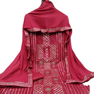 Nuevo lanzamiento Nazanin Traje de material de vestido de algodón y seda de cuatro lados para mujeres Menos Dupatta - Product Image 1