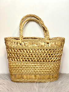 Natural Water Hyacinth Eco-Friendly Rectangle Home Decor <b>Storage</b> <b>Basket</b> with Handle for Clothing and Multi-Purpose Use - Product Image 2