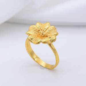 Flower Brass Dainty <b>Ring</b> 18k Gold Plated <b>Statement</b> Wholesale <b>Ring</b> For Women - Product Image 4