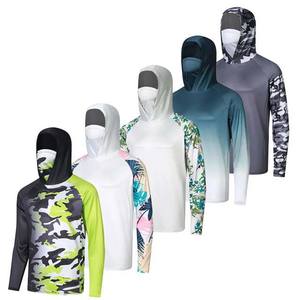 Camisas de hombre UPF 50 + protección solar Sudadera con capucha manga larga SPF UV secado rápido ligero pesca poliéster camisas sublimación impresión - Product Image 1