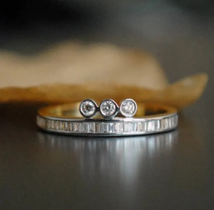 10K Gold Plated Lab Grown Diamond Wedding <b>Band</b> 3 Bezel Set Engagement <b>Ring</b> with GIA/IGI Certificate for Party and Love Gift - Product Image 2