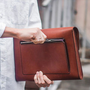 Premium Genuine <b>Leather</b> Durable Portable Lightweight <b>Laptop</b> <b>Sleeve</b> Modern Classic Style for Professionals Office Travel Use - Product Image 1