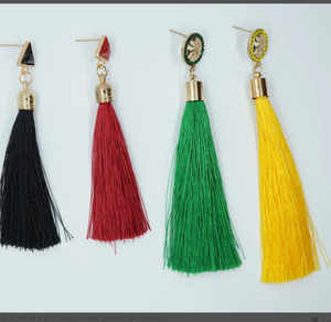 Handmade Magic Long Fringe <b>Earrings</b> // Silk Fabric <b>Earrings</b> // Boho <b>Earrings</b> Fringe Tassel <b>Earrings</b> - Gold - Long - Product Image 1