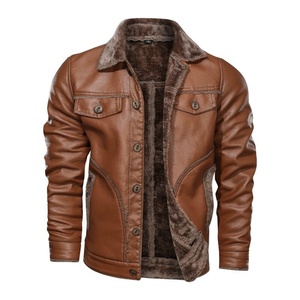 Veste en cuir pour hommes européenne et américaine, veste en cuir pour hommes jeunes, col montant, punk, veste en cuir de moto pour hommes - Product Image 3