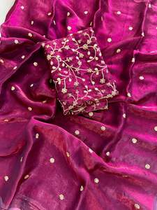 Women's Adult <b>Satin</b> Silk <b>Saree</b> with Full Work Sequences All Over Design in Stock - Product Image 3