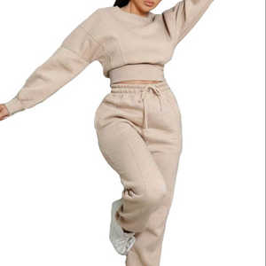 2025 coton survêtement coupe régulière à manches longues vêtements de course décontractés respirant séchage rapide solide motif hiver saison court XL ensembles - Product Image 1