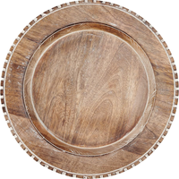 Assiette de recharge ronde en bois massif d'acacia la plus exigeante pour le restaurant Assiette de recharge en bois lavable pour aliments meilleure vente