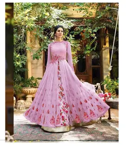 Heavy Fox-traje Anarkali para mujer, ropa de seda bordada, para trabajo de Salwar Kameez, para boda y vestidos de función tradicional