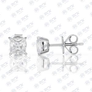 ต่างหูเพชรเม็ดเดี่ยวตัดเพชรรูปเจ้าหญิง tcw 3.00สำหรับผู้หญิง/เครื่องประดับของขวัญครบรอบสำหรับกระดุมเพชรของเธอ - Product Image 6