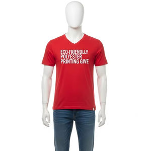 T-shirts en polyester à col en V écologiques, impression par transfert thermique, doux, légers, décontractés, vente en gros, vêtements personnalisés, QualityWearX - Product Image 5