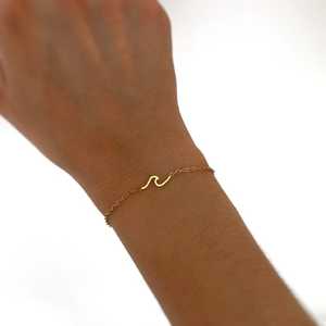 Venta caliente 925 plata esterlina 18K oro Vermeil minimalista onda enlace cadena pulsera mujer playa océano joyería regalo para ella - Product Image 2